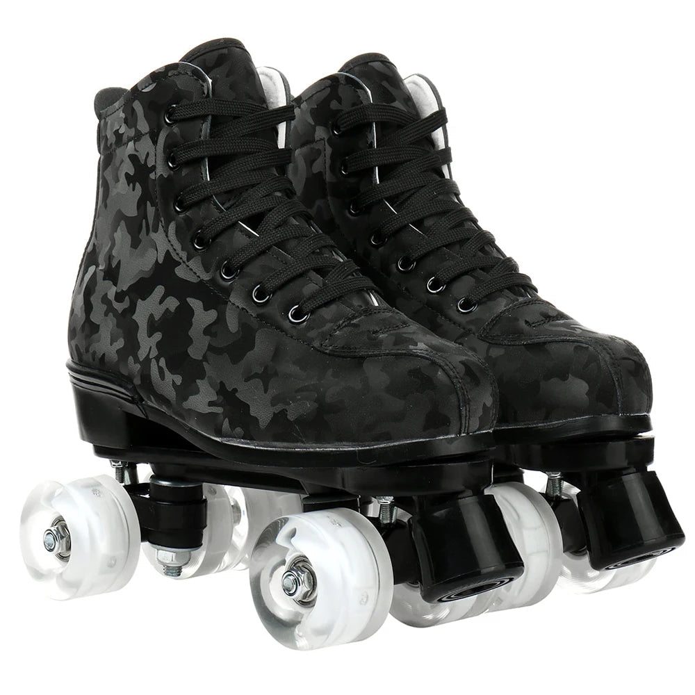 Outdoor Roller Skates Sports Double Row Skates Quad 4 Wheels Skating Women Flashing Roller Skates Shoes for Men Youth Boys Girls - silverfoxgoods